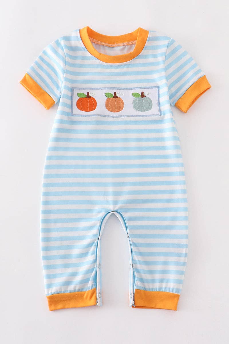 Multicolor Pumpkin Patch Striped Romper