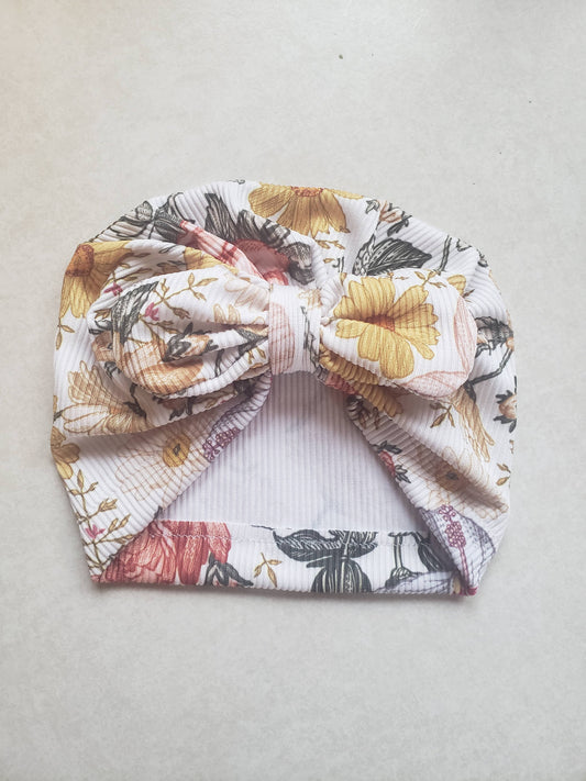 Newborn Floral Turban with Bow