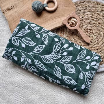 Green Leaf Muslin Swaddle