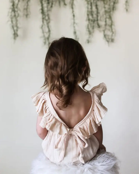 Shiloh Ruffle Back Romper - Brown Leotard