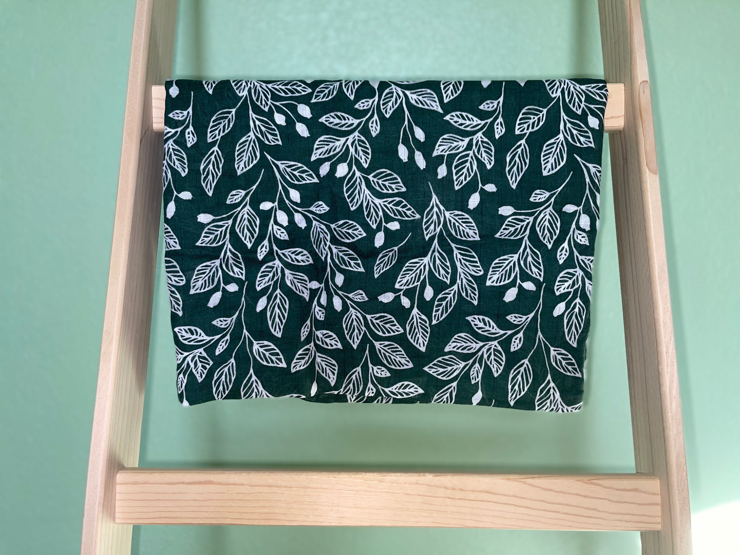 Green Leaf Muslin Swaddle